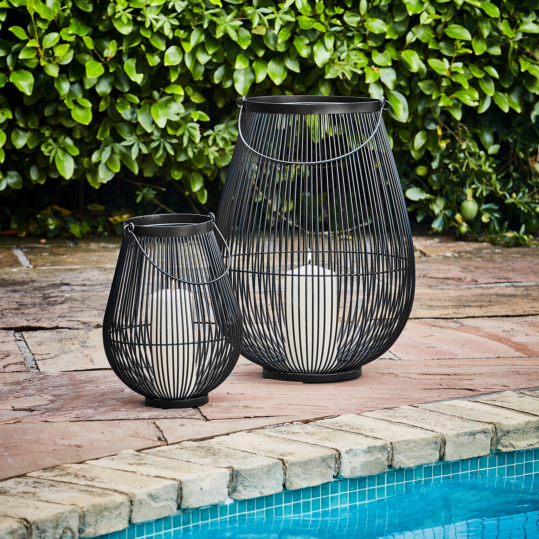 Venere Lantern with Glass Insert Black by Ivyline - Mouse & Manor