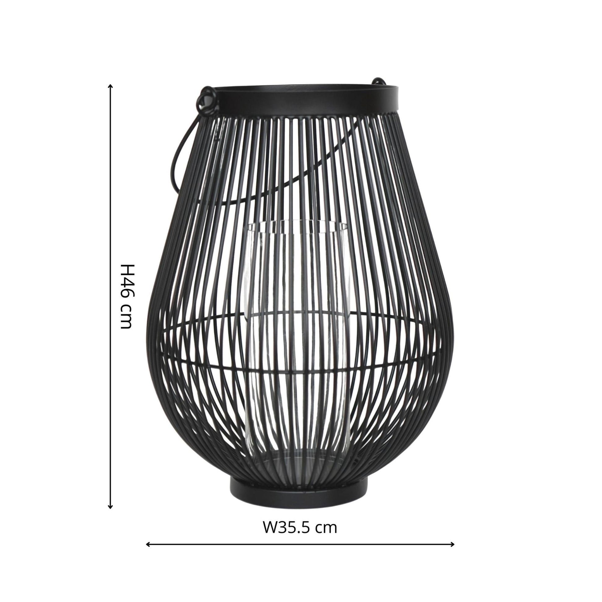 Venere Lantern with Glass Insert Black by Ivyline - Mouse & Manor