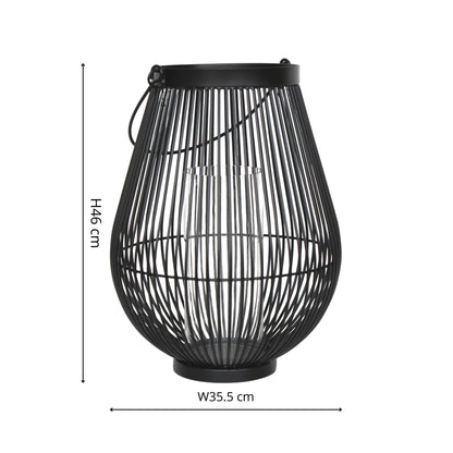 Venere Lantern with Glass Insert Black by Ivyline - Mouse & Manor