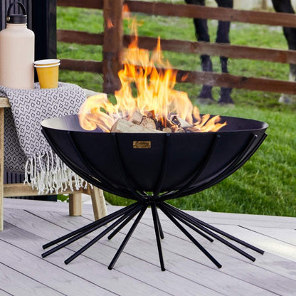 Metal Outdoor Dakota Fire Pit in Black by Ivyline - Mouse & Manor