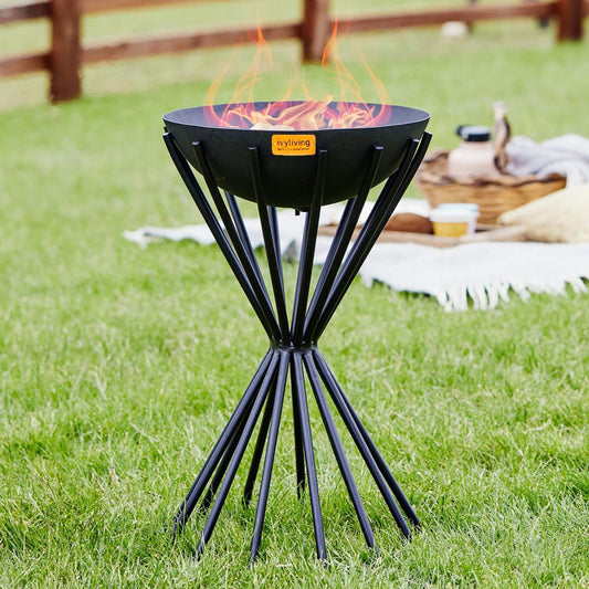 Dakota Fire Pit in Black Outdoor Tall Metal by Ivyline - Mouse & Manor