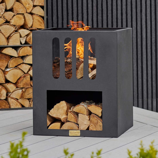 Libra Contemporary Outdoor Fire Pit in Matte Black by Ivyline - Mouse & Manor