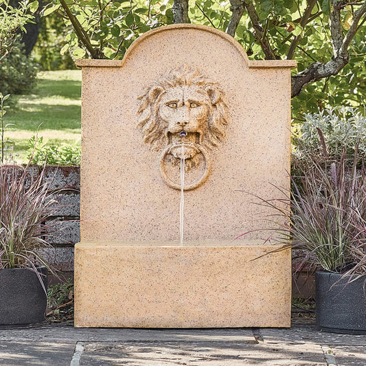 Lion Water Feature Sandstone Outdoor by Ivyline - Mouse & Manor