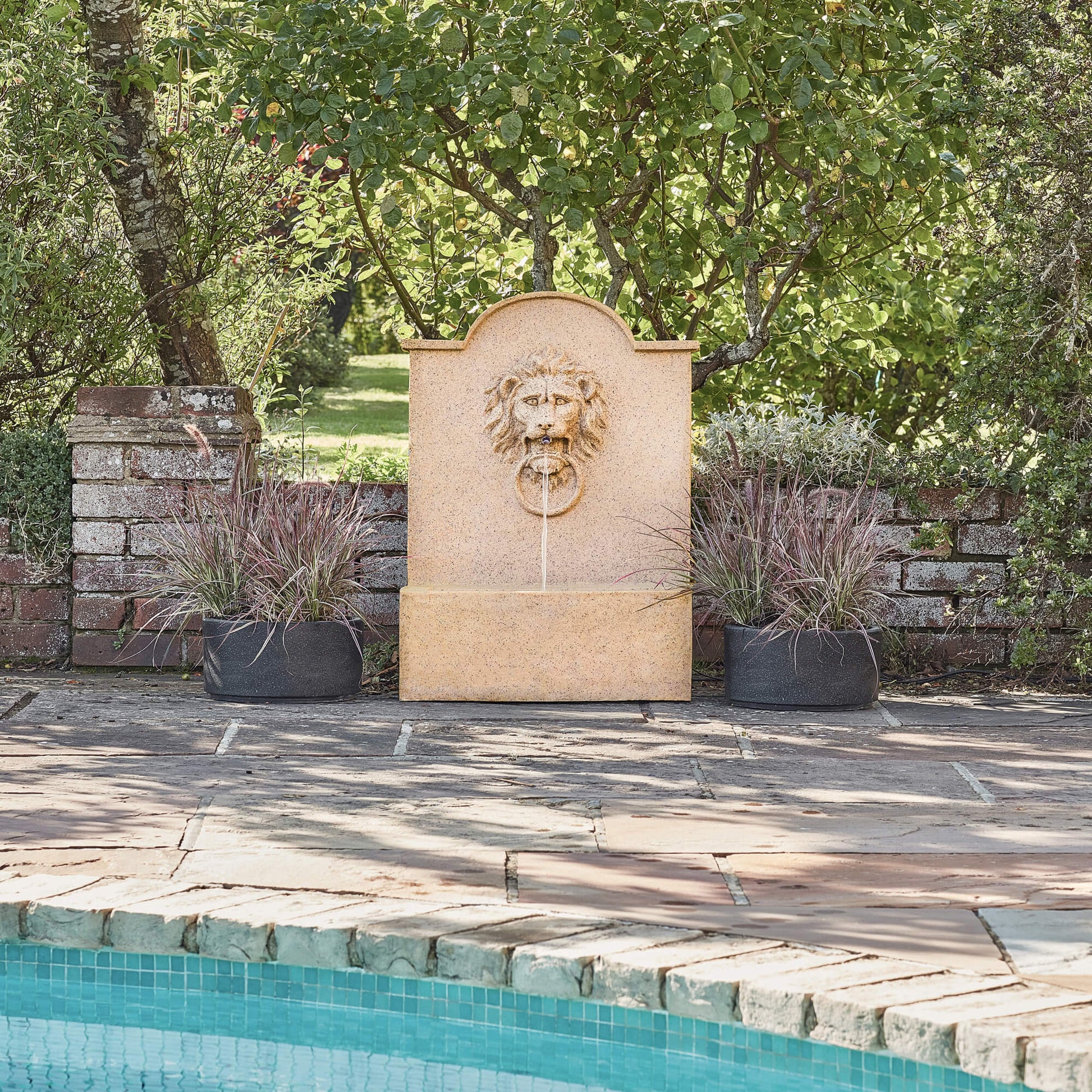 Lion Water Feature Sandstone Outdoor by Ivyline - Mouse & Manor