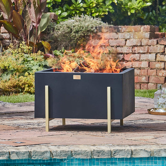 Orion Outdoor Fire Pit in Matte Black/Antique Gold by Ivyline - Mouse & Manor