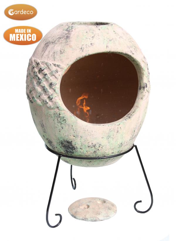 Haeddyn Ellipse Celtic-Themed Mexican Clay Chimenea by Gardeco - Mouse & Manor