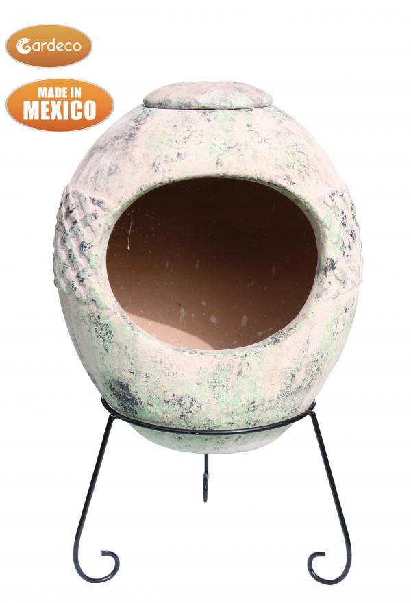 Haeddyn Ellipse Celtic-Themed Mexican Clay Chimenea by Gardeco - Mouse & Manor