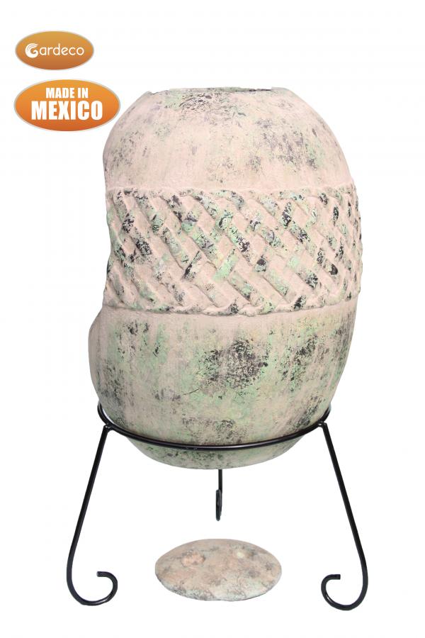 Haeddyn Ellipse Celtic-Themed Mexican Clay Chimenea by Gardeco - Mouse & Manor