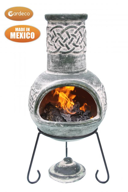 Edyth Medium Celtic-Themed Mexican Clay Chimenea by Gardeco - Mouse & Manor