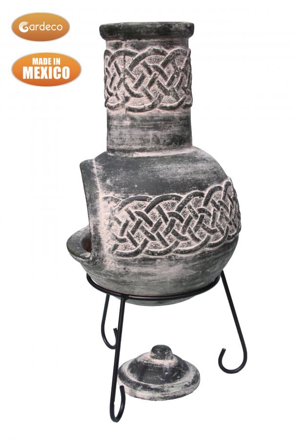 Edyth Medium Celtic-Themed Mexican Clay Chimenea by Gardeco - Mouse & Manor