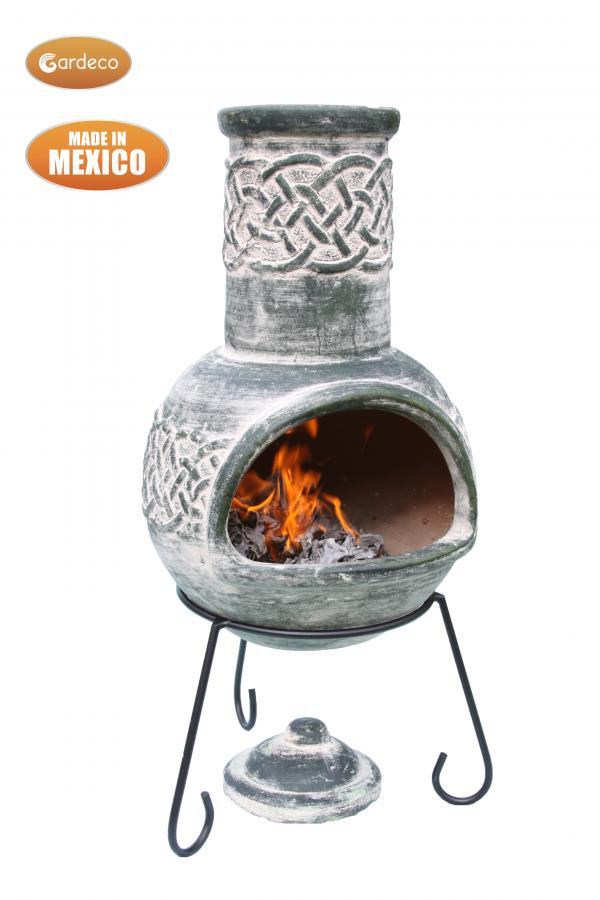 Edyth Medium Celtic-Themed Mexican Clay Chimenea by Gardeco - Mouse & Manor