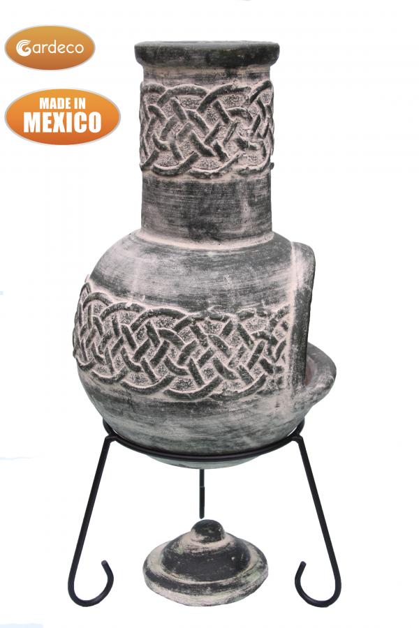 Edyth Medium Celtic-Themed Mexican Clay Chimenea by Gardeco - Mouse & Manor