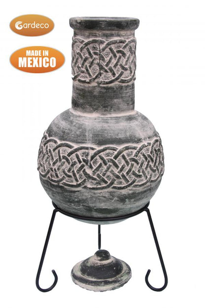 Edyth Medium Celtic-Themed Mexican Clay Chimenea by Gardeco - Mouse & Manor