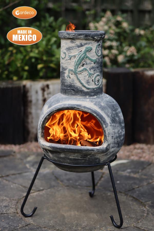 Iguana Medium Mexican Clay Chimenea by Gardeco - Mouse & Manor