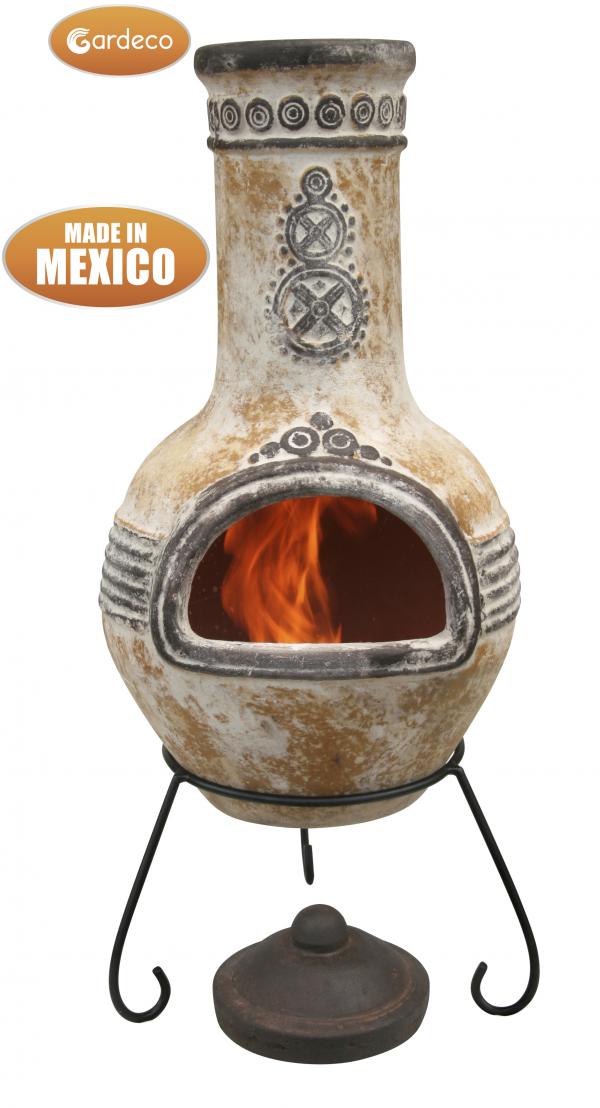 Azteca Large Mexican Clay Chimenea in Yellow by Gardeco - Mouse & Manor