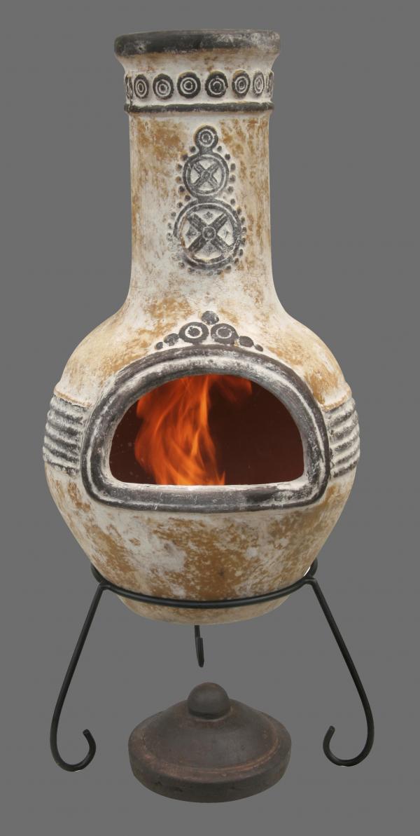 Azteca Large Mexican Clay Chimenea in Yellow by Gardeco - Mouse & Manor