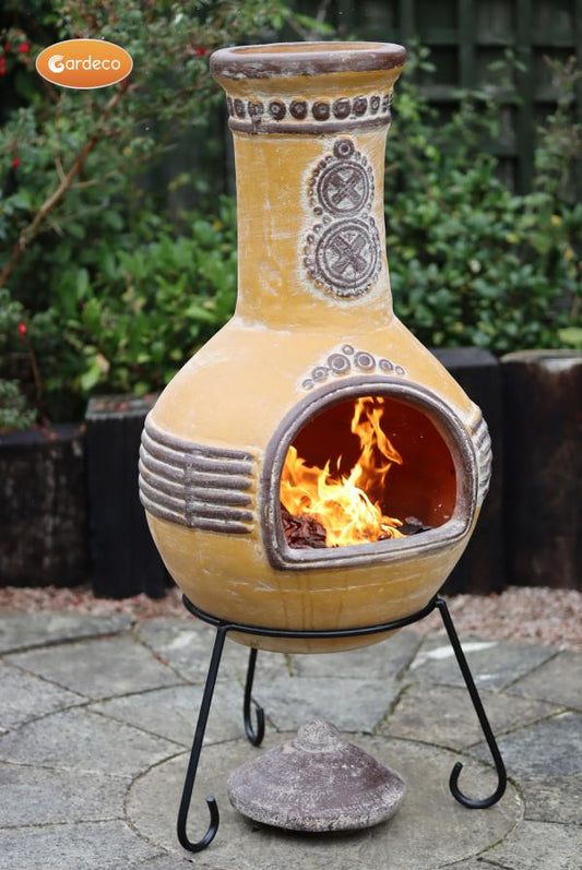 Azteca Extra-Large Mexican Clay Chimenea by Gardeco (Multiple Colours Available) - Mouse & Manor