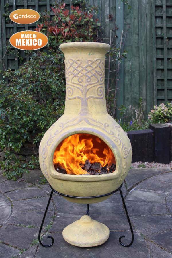 Derwyn Celtic Themed Mexican Clay Chimenea by Gardeco - Mouse & Manor