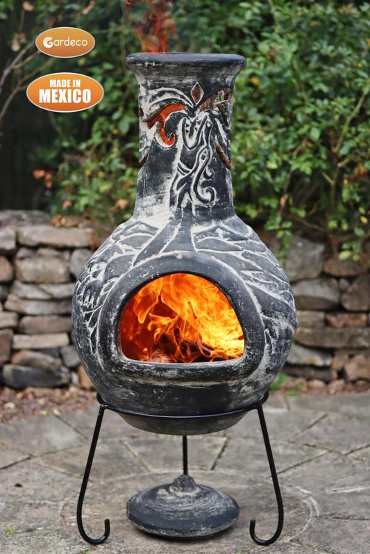 Wyre El Dragon Celtic Themed Mexican Clay Chimenea by Gardeco - Mouse & Manor