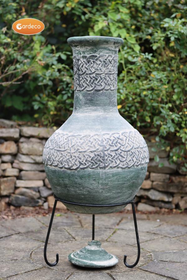 Edyth Extra-Large Celtic-Themed Mexican Clay Chimenea by Gardeco. - Mouse & Manor