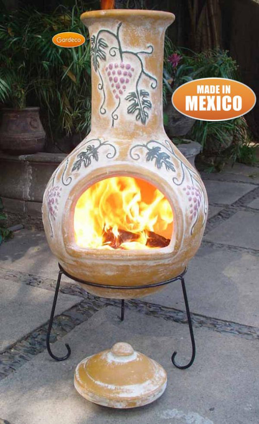 Grapes Extra-Large Mexican Clay Chimenea by Gardeco - Mouse & Manor