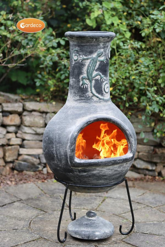 Iguana Extra-Large Mexican Clay Chimenea by Gardeco - Mouse & Manor