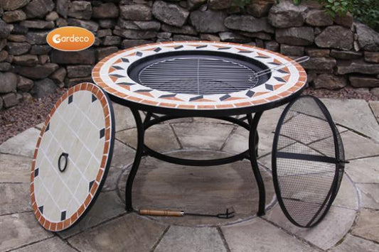 Mosaic Fire Bowl Table BBQ Grill by Gardeco - Mouse & Manor