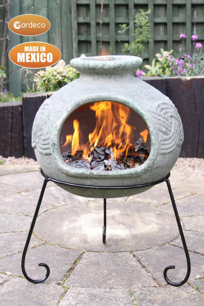 Elfyn Celtic-Themed Mexican Clay Chimenea by Gardeco - Mouse & Manor