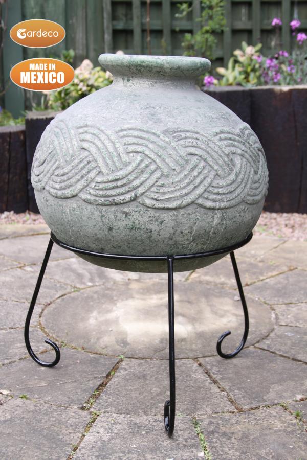 Elfyn Celtic-Themed Mexican Clay Chimenea by Gardeco - Mouse & Manor