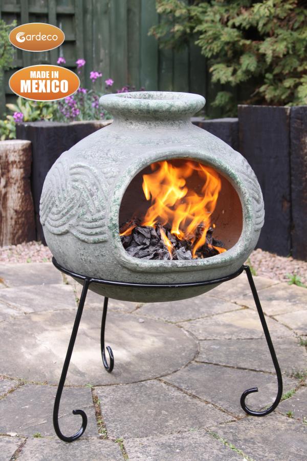 Elfyn Celtic-Themed Mexican Clay Chimenea by Gardeco - Mouse & Manor