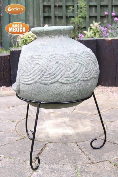 Elfyn Celtic-Themed Mexican Clay Chimenea by Gardeco - Mouse & Manor