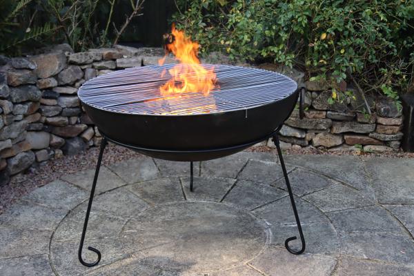 Extra Large Kadai Steel Fire Pit & Grill by Gardeco - Mouse & Manor