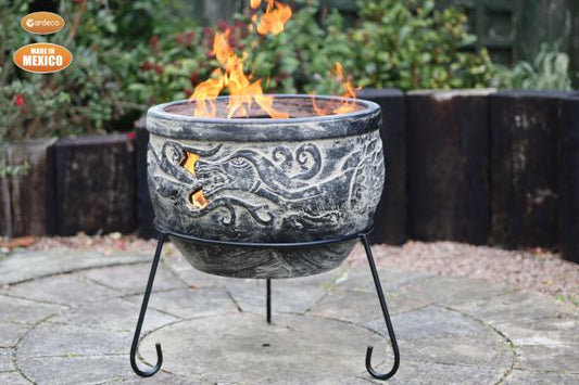 Wynd El Dragon Celtic-Themed Mexican Clay Fire Pit by Gardeco - Mouse & Manor