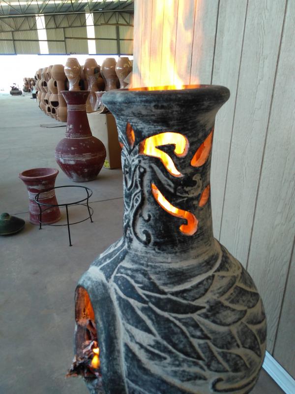 Wyre El Dragon Celtic Themed Mexican Clay Chimenea by Gardeco - Mouse & Manor